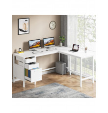 Письмовий стіл L-подібний кутовий з ящиками, білий.
