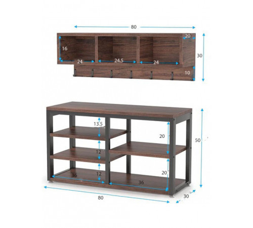 Вішалка для одягу 5 В 1 з настінною полицею