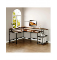 Письмовий стіл двосторонній L-подібний з підставкою для монітора та полицями