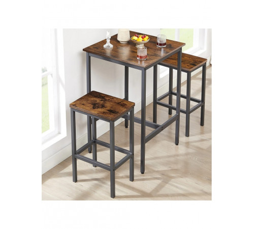 Квадратный барный стол с 2 барными стульями