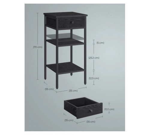 Тумбочка с ящиком и 2 полками – металл и ДСП в стиле лофт