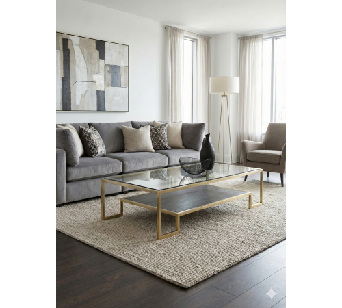 Журнальный столик Tab-141: Элегантный Лофт из Стекла и Металла