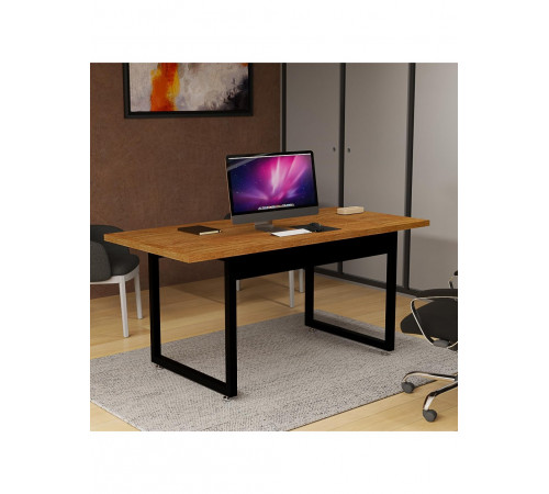 Офисный стол в индустриальном стиле, орех