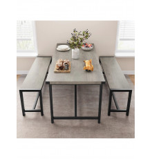 Набір обіднього столу на 4 персони з 2 металевими лавками.