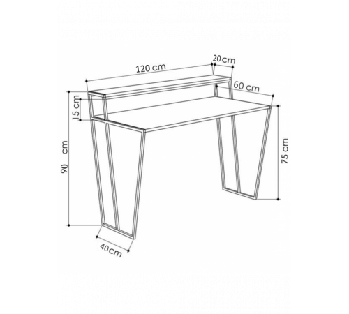 Стол письменный MSMLOFT с металлическим каркасом - 120×60×75 см.