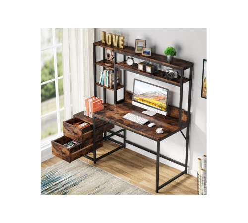 Письменный стол с 2 ящиками и полками — MSMLOFT (154×140×55 см)