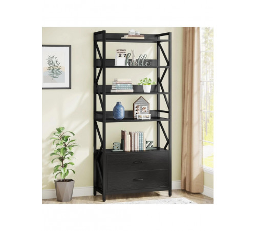 Стелаж 5-ярусний SKIFF 4 з 2 шухлядами, чорний