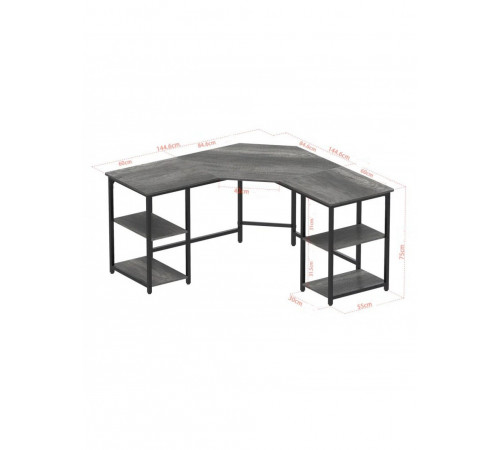 Г-образный компьютерный стол Haillee с металлическим основанием