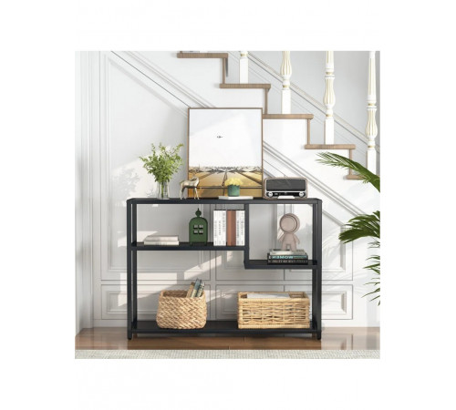 Консольний стіл у передпокої з полицями для зберігання