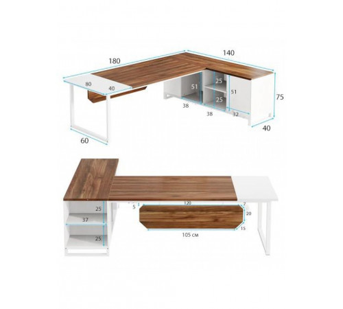 Письменный стол Г-образный с тумбой для файлов