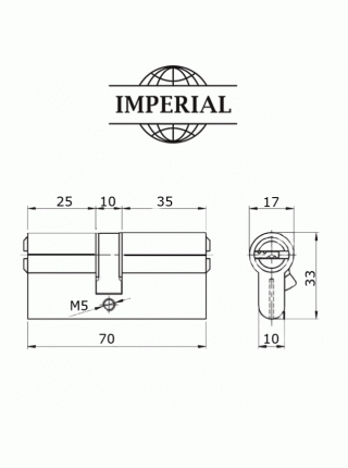Циліндровий механізм Imperial ZC 70 мм 30/40 ключ-ключ