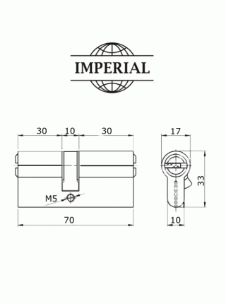 Циліндр Imperial ZC 70 мм 35/35 SN ключ/ключ