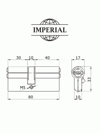 Циліндровий механізм Imperial ZC 80 мм PB 35x45 ключ/ключ
