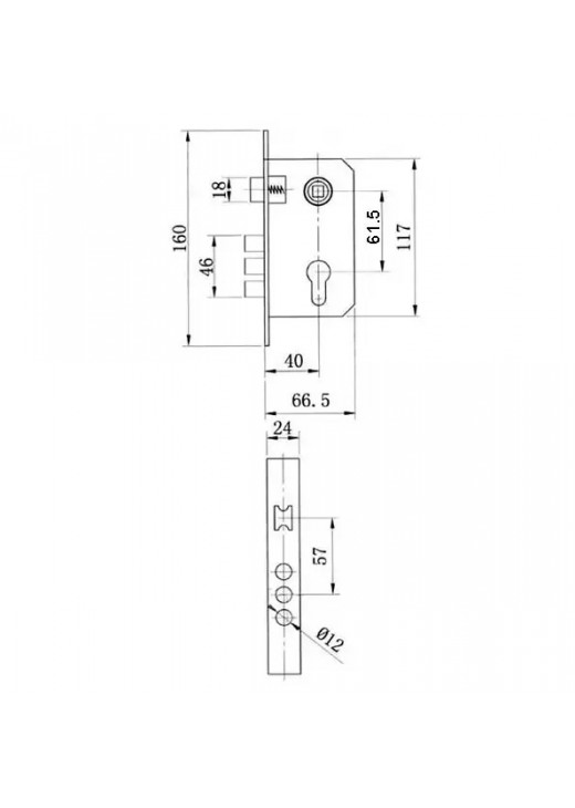 Врізний замок у двері IMPERIAL 9011 SR-3R PB