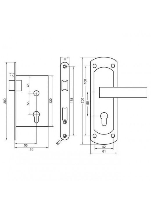 Врізний замок з ручкою Imperial 63 213 AB
