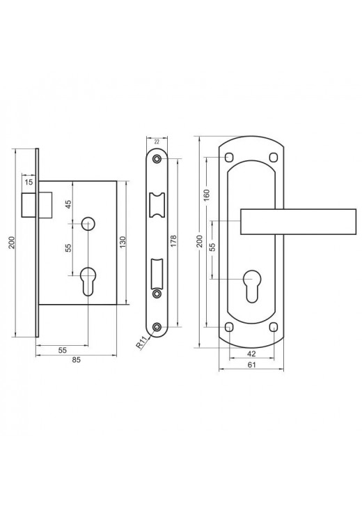 Замок врезний Imperial 63213 S