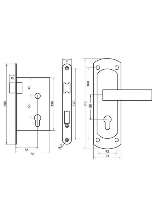Врізний замок з ручкою Imperial 63 236 S