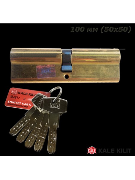 Цилиндр Kale 164 BNE 45 + 10 + 45 = 100mm, 5 ключей, с покрытием латунь