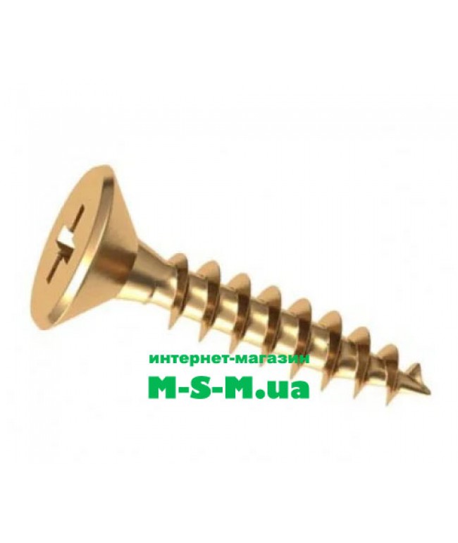 Саморіз жовтий по дереву 2,5 x 16 мм. (упаковка 1000шт)