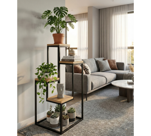 Металлическая подставка для цветов MSMLOFT из ДСП.