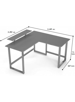 Стол компьютерный угловой с полкой в стиле MSMLOFT, каркас металлический 