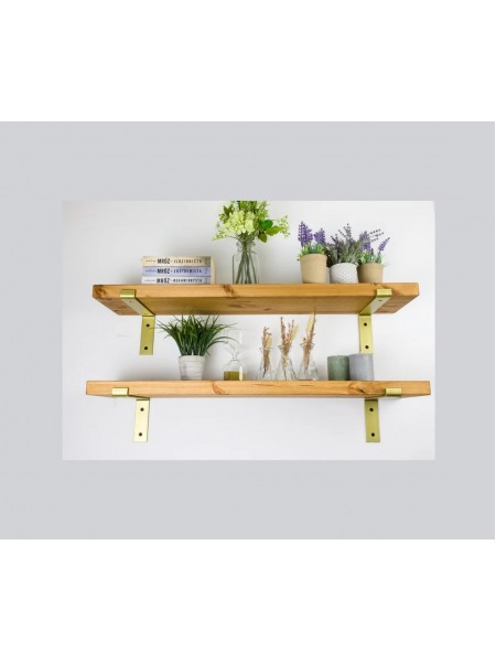 LOFT SHELF золоті кронштейни,сосна,бохо, вінтаж, підвісна полиця, для кухні, для вітальні, для книг