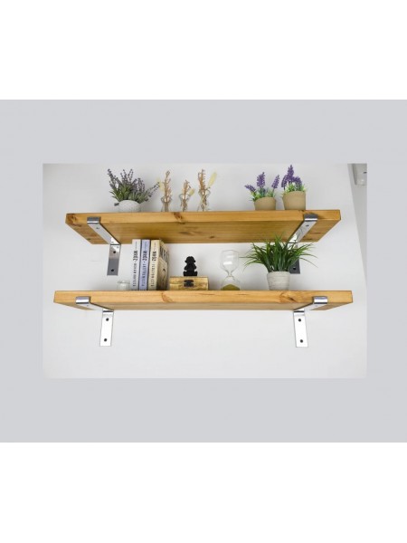 LOFT SHELF срібні кронштейни,сосна,бохо, вінтаж,підвісна полиця, для кухні, для вітальні, для книг