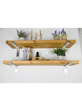 LOFT SHELF срібні кронштейни,сосна,бохо, вінтаж,підвісна полиця, для кухні, для вітальні, для книг