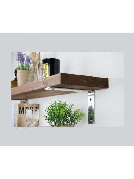 LOFT SHELF срібні кронштейни,сосна,бохо, вінтаж, підвісна полиця, для кухні, для вітальні, для книг