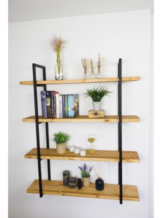 LOFT SHELF  Книжкова полиця, Стелаж для вітальні, Полиця в сільському стилі, Дерев'яна полиця настінна, стелаж для кухні, Офісний стелаж