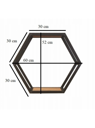 Шестигранна полиця лофт 30x30