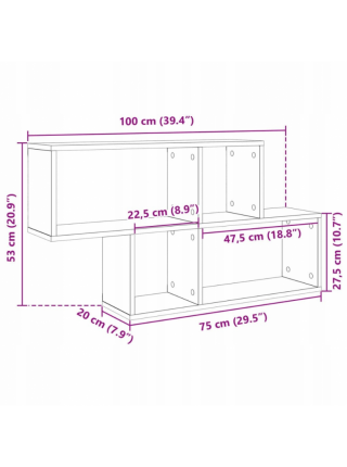 Настінна полиця 100x20x53 см , чорний