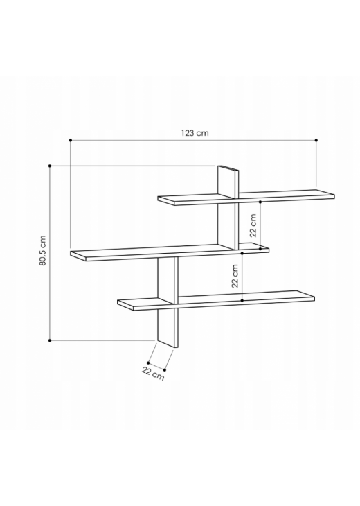 Настінна полиця для книг LEO Oak
