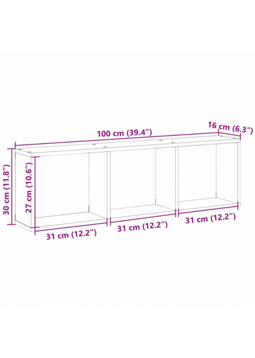 Настінна полиця, 100x16x30 см, дуб сонома