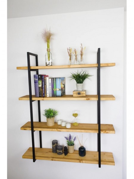 LOFT SHELF Книжкова полиця, стелаж для вітальні, дерев'яна полиця настінна, стелаж для кухні, офісний стелаж