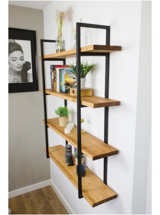 LOFT SHELF Книжкова полиця, стелаж для вітальні, дерев'яна полиця настінна, стелаж для кухні, офісний стелаж
