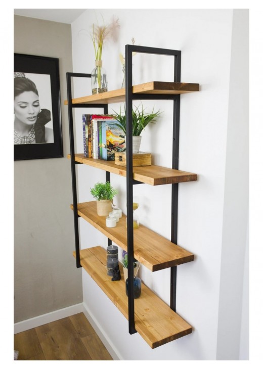 LOFT SHELF Книжкова полиця, стелаж для вітальні, дерев'яна полиця настінна, стелаж для кухні, офісний стелаж