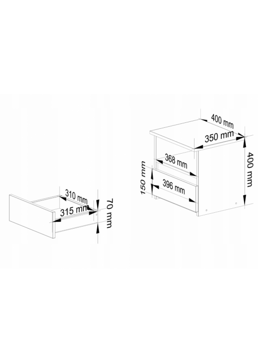 Тумбочка 1 шухляда, 1 полиця Тумбочка 1 шухляда, 1 полиця