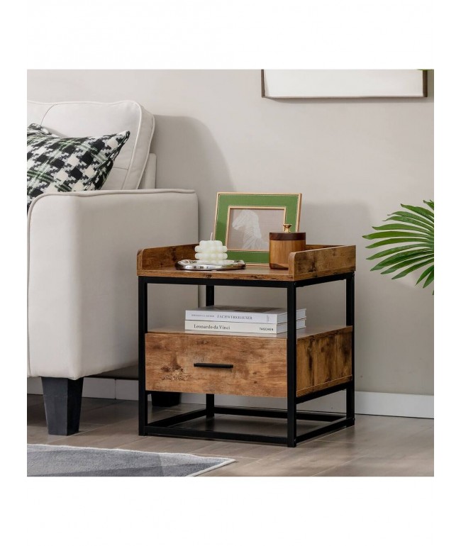 Тумбочка Gymax Side – 3-ярусна тумба з шухлядою в стилі лофт