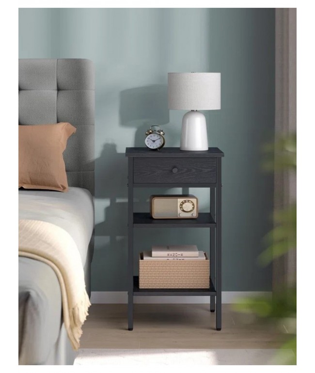 Тумбочка з ящиком і 2 полицями — метал та ДСП у стилі лофт