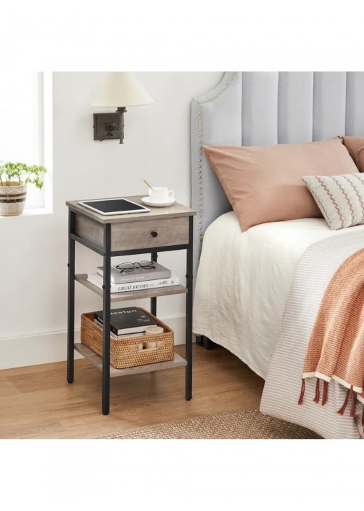 Тумбочка з ящиком і 2 полицями для зберігання Тумбочка з ящиком і 2 полицями для зберігання