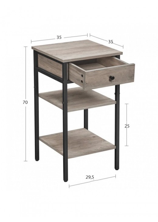 Тумбочка з ящиком і 2 полицями для зберігання