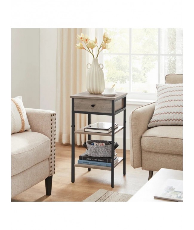 Тумбочка з ящиком і 2 полицями — метал та ДСП у стилі лофт