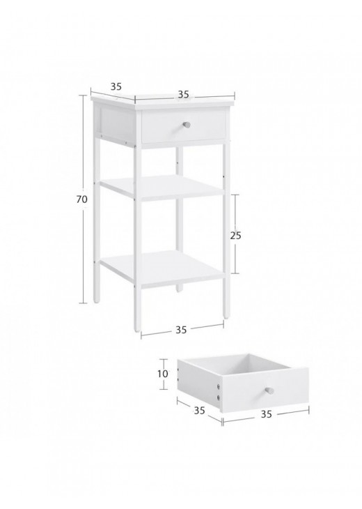 Тумбочка з ящиком і 2 полицями для зберігання