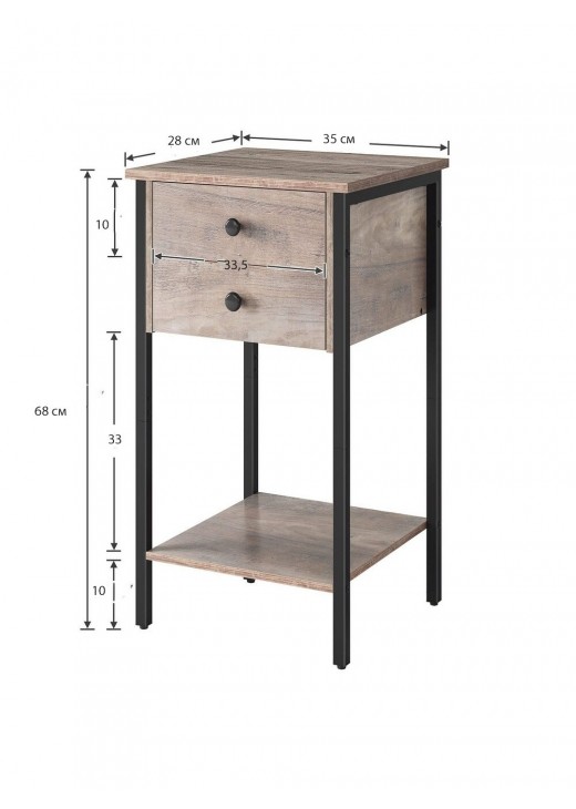 Висока тумбочка з 2 ящиками та полицею