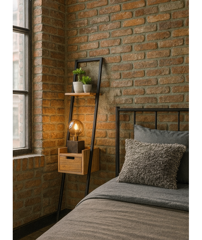 Тумбочка приліжкова — лофт стиль, метал + ДСП