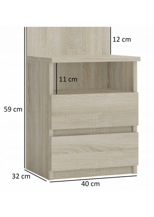 Приліжкова тумба з 2 шухлядами Приліжкова тумба з 2 шухлядами