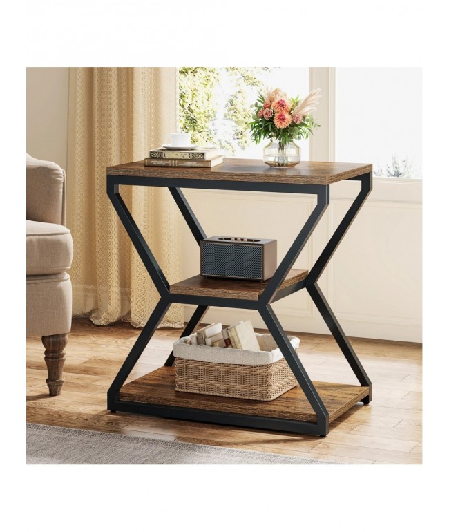 Стіл-тумбочка 3-ярусна — 65 × 60 × 30 см, лофт-стиль