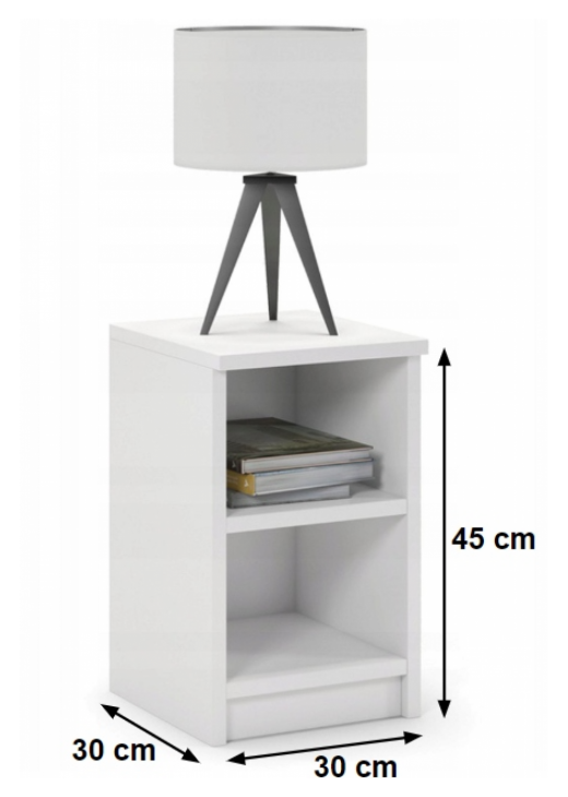 Біла тумбочка з двома полицями