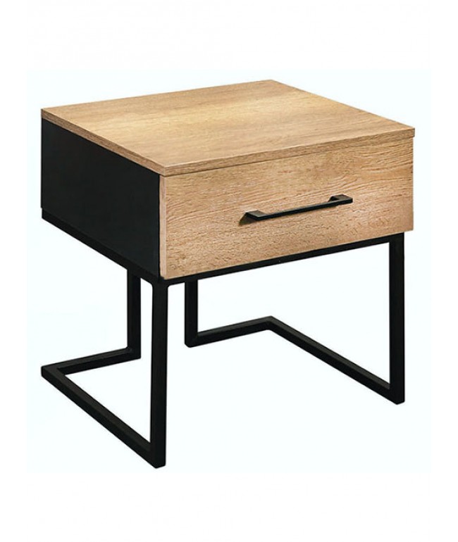 Тумба нічна MSMLOFT, дуб сонома/чорний метал 